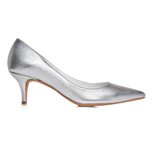 Pantofi stiletto argintii din piele naturala Cataleya VS 101