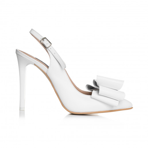 Pantofi albi din piele naturala Stiletto Celia L9
