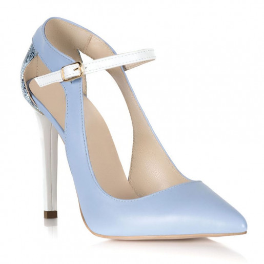 Pantofi blue Arina din piele naturala S103