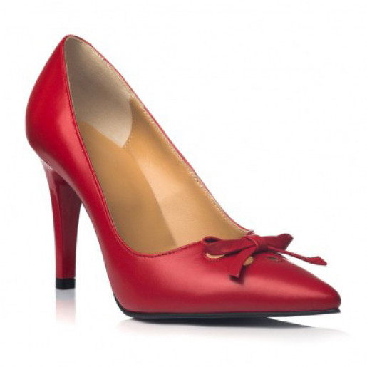 Pantofi rosii la comanda din piele naturala Rina C101