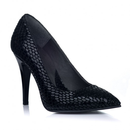 Pantofi piele Stiletto Imprimeu Sarpe negru V10