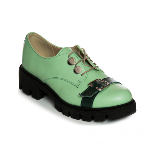 Pantofi piele tip Oxford Green World V15