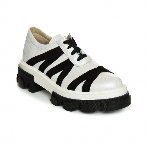 Pantofi piele tip Oxford Luzira White V71