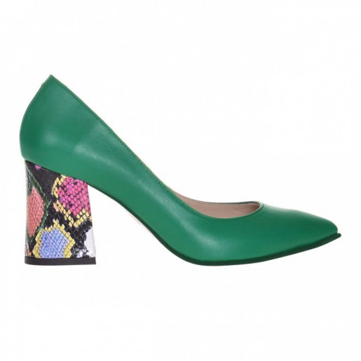 Pantofi Stiletto verde din piele naturala Zorina S9
