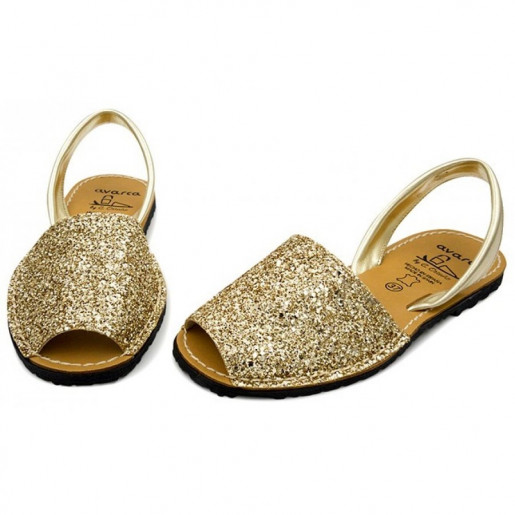 Sandale piele Avarca glitter aurii