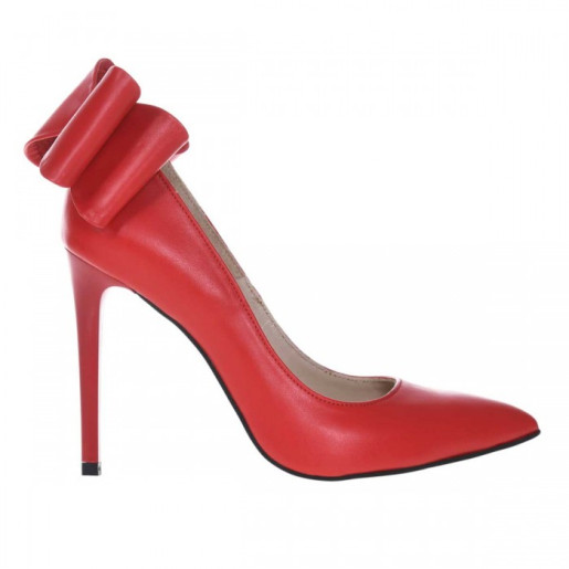 Pantofi Stiletto rosu din piele naturala Evea S24