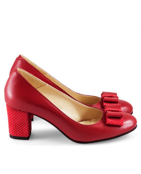 Pantofi online rosii cu buline D2 