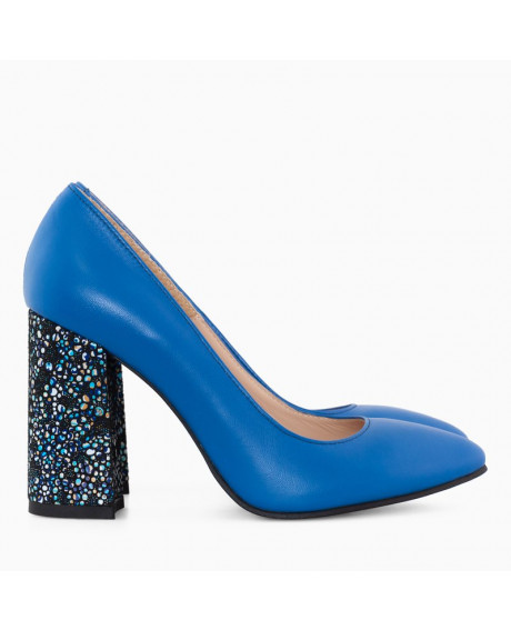 Pantofi eleganti din piele albastra Elvire D15