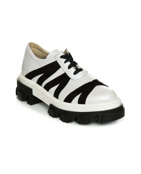 Pantofi piele tip Oxford Luzira White V71