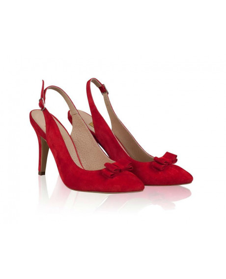 Pantofi dama rosii cu funda N1