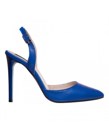 Pantofi piele Stiletto albastru ZENO S113