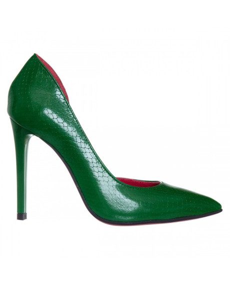 Pantofi piele Stiletto verde LARA S111