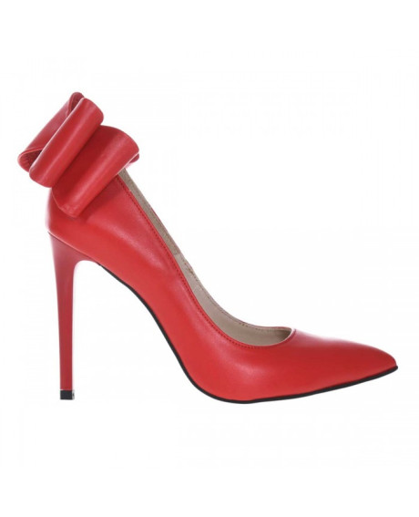 Pantofi Stiletto rosu din piele naturala Evea S24
