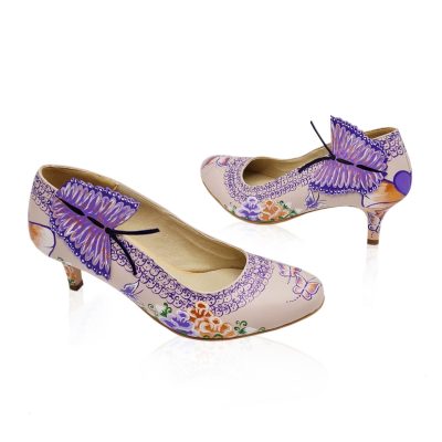 Pantofi pictati manual Purple Butterfly C111