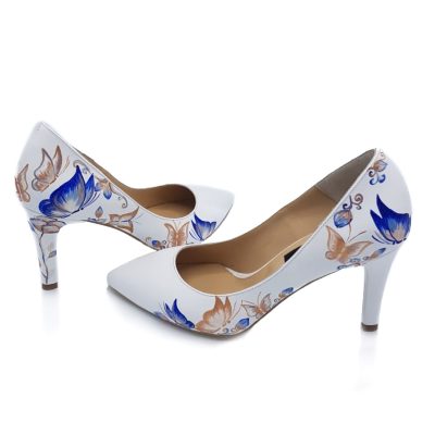 Pantofi piele pictati manual Alice C107