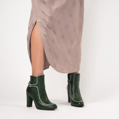 Botine verzi din piele naturala Aisha D20