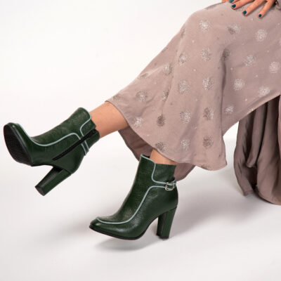 Botine verzi din piele naturala Aisha D20