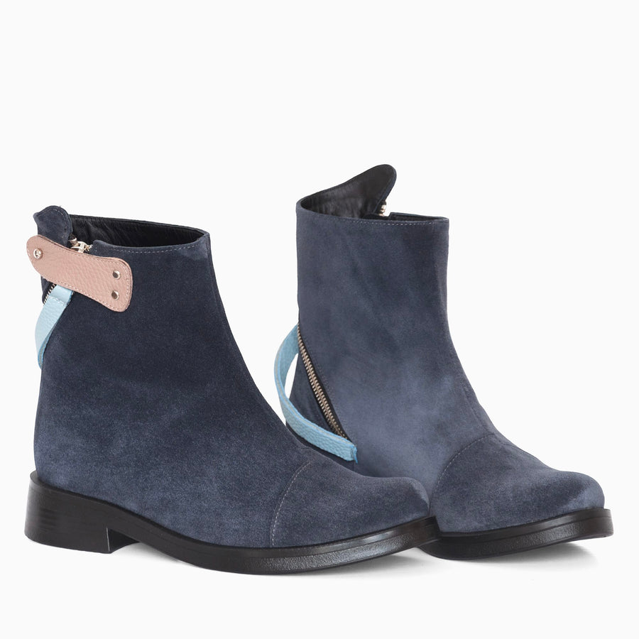 Ghete Dama din Piele Intoarsa Bleumarin - Sky Blue D2 - imagine 3