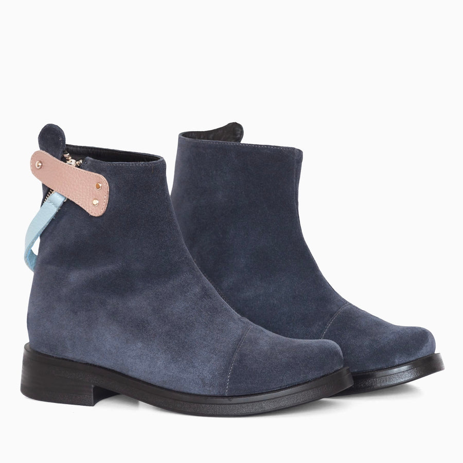 Ghete Dama din Piele Intoarsa Bleumarin - Sky Blue D2 - imagine 2