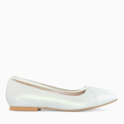 Balerini albi din piele naturala Amora D21