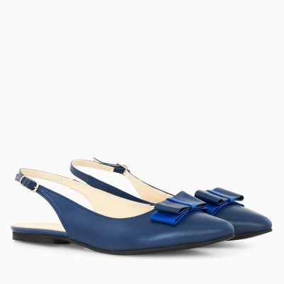 Balerini bleumarin din piele naturala Selia D77