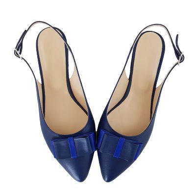 Balerini bleumarin din piele naturala Selia D77