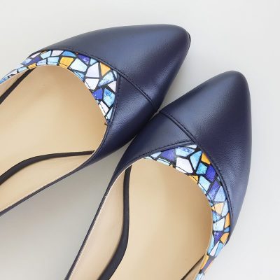 Balerini bleumarin din piele naturala Victoria D107