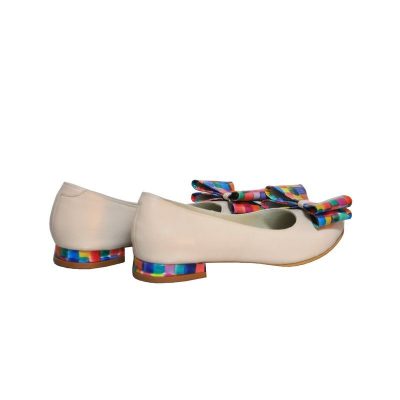 Balerini piele naturala cu funda asimetrica mozaic