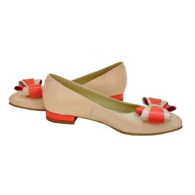 Balerini corai din piele naturala cu funda