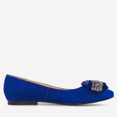 Balerini din piele naturala Albastru Electric D400