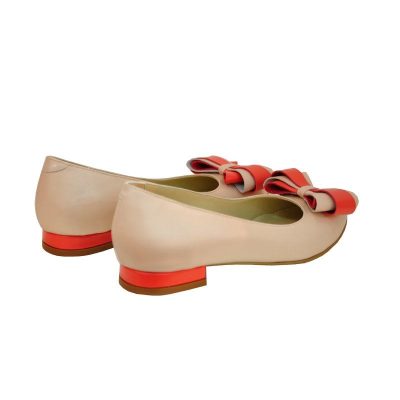 Balerini corai din piele naturala cu funda