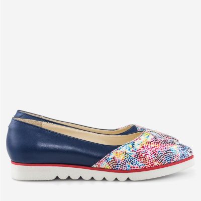 Balerini din piele naturala Iris bleumarin D105