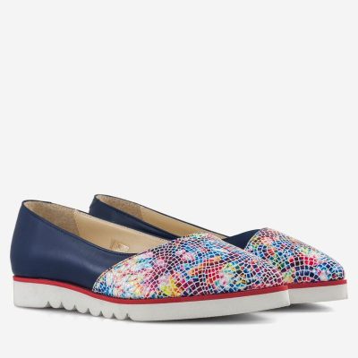 Balerini din piele naturala Iris bleumarin D105