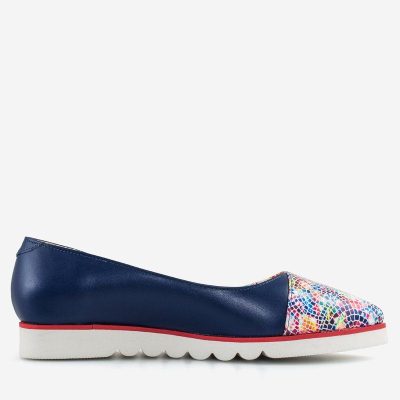 Balerini din piele naturala Iris bleumarin D105