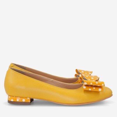 Balerini din piele naturala mango cu buline D103