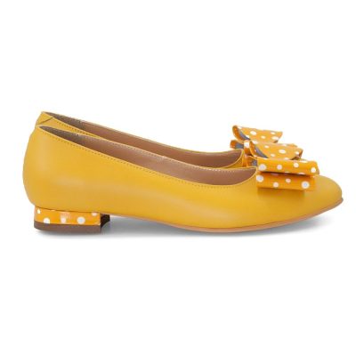 Balerini din piele naturala mango cu buline D103