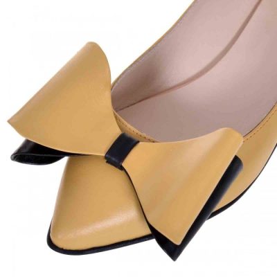 Balerini galbeni din piele naturala Sara S101
