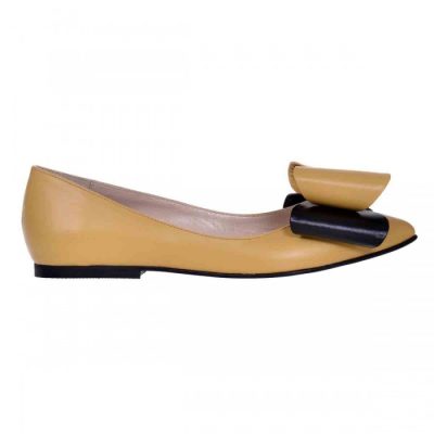 Balerini galbeni din piele naturala Sara S101