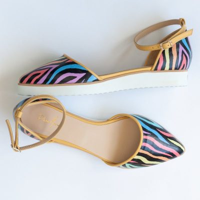 Balerini multicolori din piele naturala Josephine D77