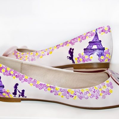 Balerini piele pictati manual Love Story C202