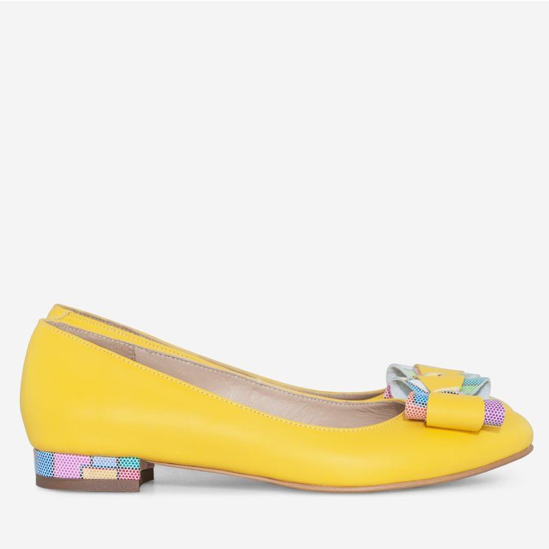 Balerini piele naturala Flavia galbeni D07