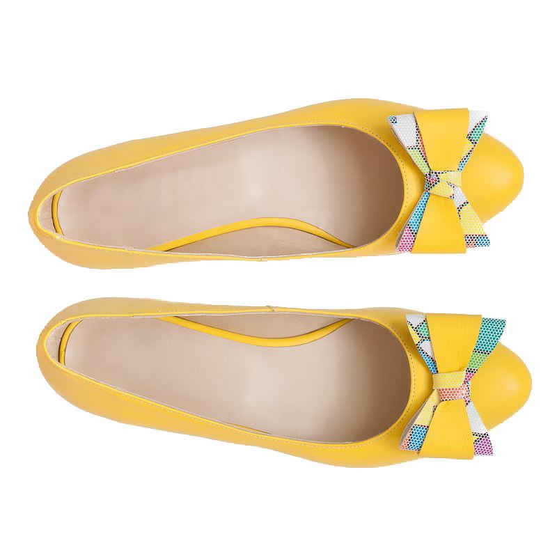 Balerini piele naturala Flavia galbeni D07