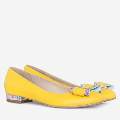 Balerini piele naturala Flavia galbeni D07