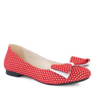 Balerini piele naturala rosie cu buline Jelly D11
