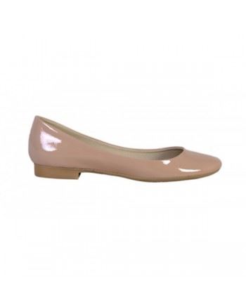 Balerini piele lacuita Casual, nude