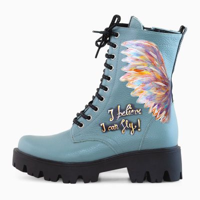 Bocanci bleu pictati manual Fly Colectia CDS D