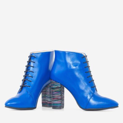 Botine albastre din piele naturala Renata D70