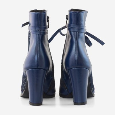 Botine bleumarin din piele naturala Nadia D9