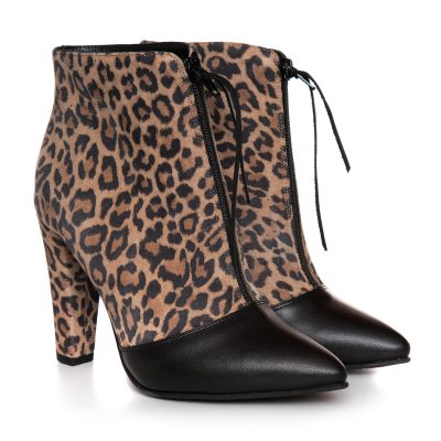 Botine animal print din piele naturala Rona L71
