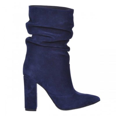 Botine bleumarin din piele naturala Sara S32